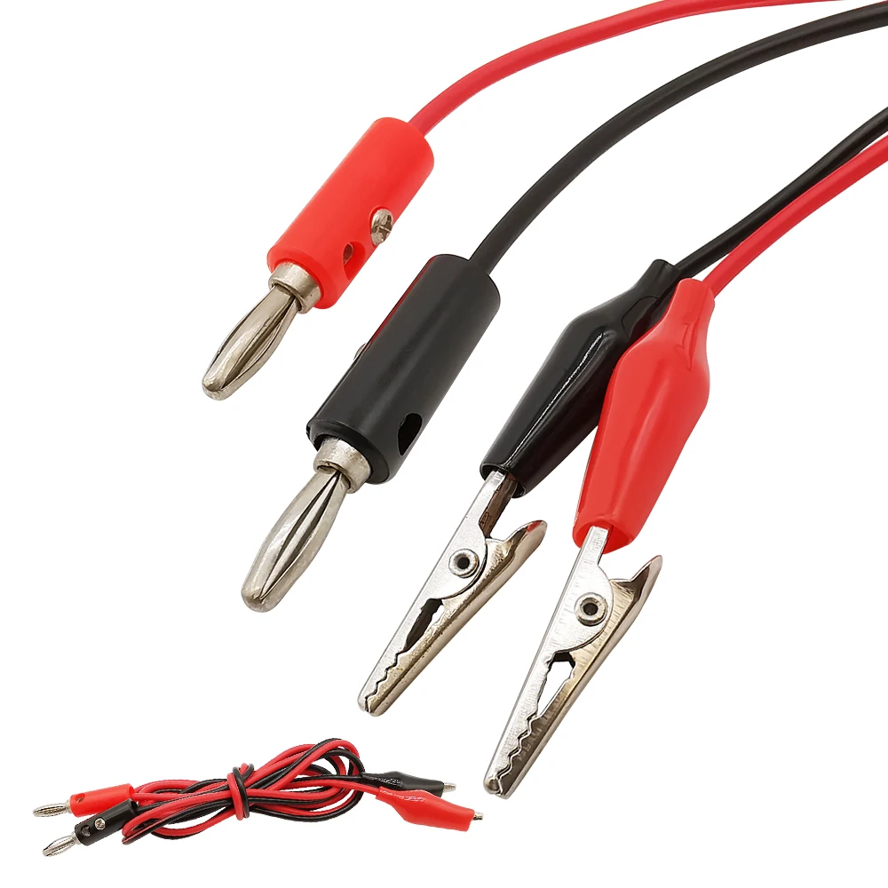 1/2/5Pcs 1M Double-Ended Alligator Test Cord Lead Clip to 4mm Banana Plug Multimeter Probe Electrical Clamp Testing Cord Cable