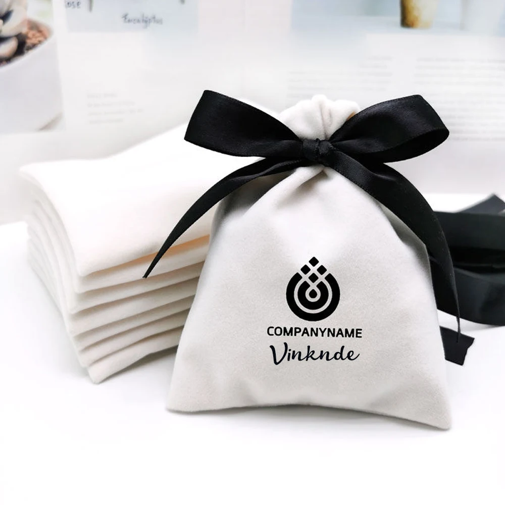 

50pcs Dust Fabric Custom Gift Jewelry Bag Personalized Velvet Pouches Custom Packing Size Logo Wedding Candy Drawstring Bags