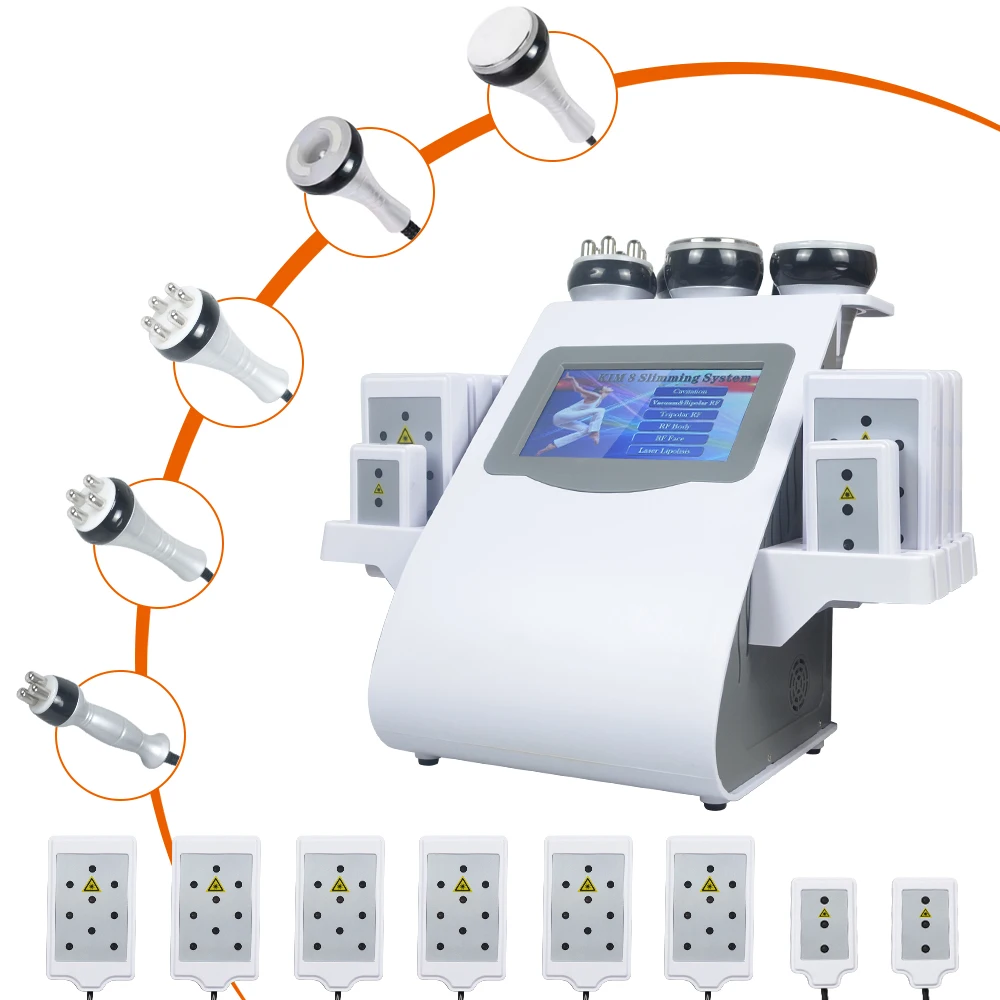 Аппарат для похудения 6 в 1 40K ультразвуковой кавитационный аппарат для потери веса и подтяжки кожи вакуумный массажер KIM8 для домашнего использования для формирования тела