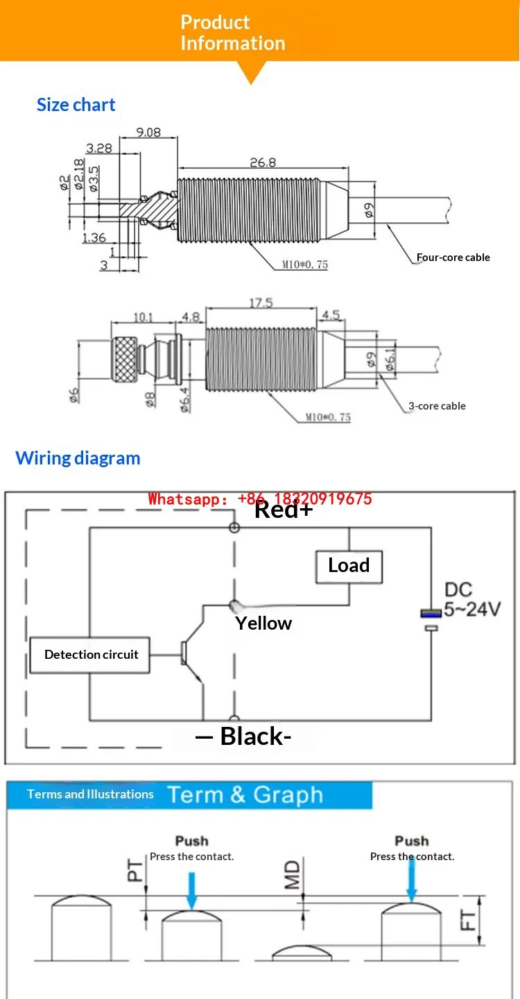 Cyclmotion CNC CHM10PC Position Detection Switch, High-Precision Inductive Switch, Origin Positioner, Contact Sensor