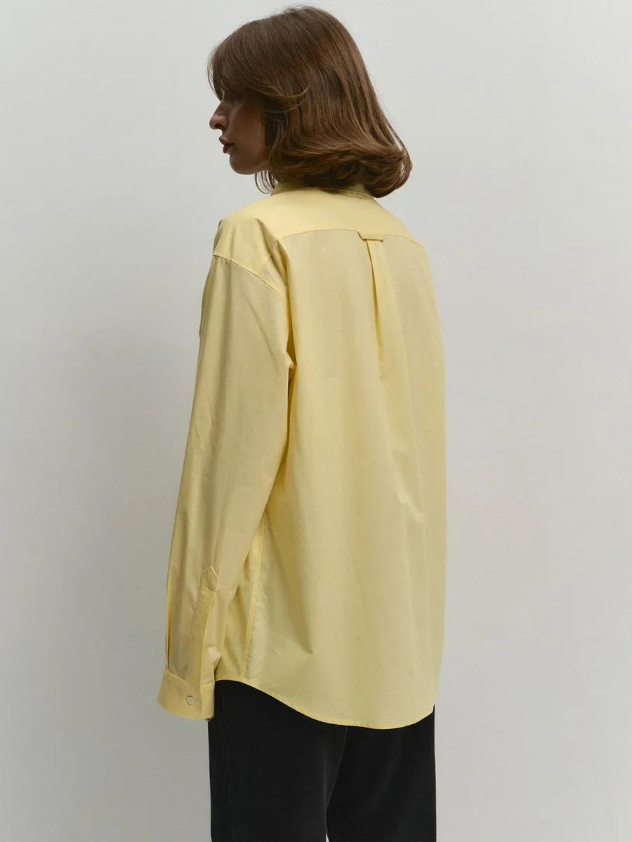 100% Cotton Solid Color Long Sleeved Shirt Summer New Women's Basics Office Lady Top Comfortable Breathable Shirt