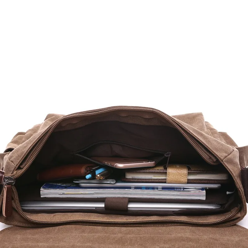 Nesitu High Quality Vinage Green Grey Blue Black Coffee Khaki 14'' Laptop A4 Canvas Women Men Shoulder Messenger Bag M8168
