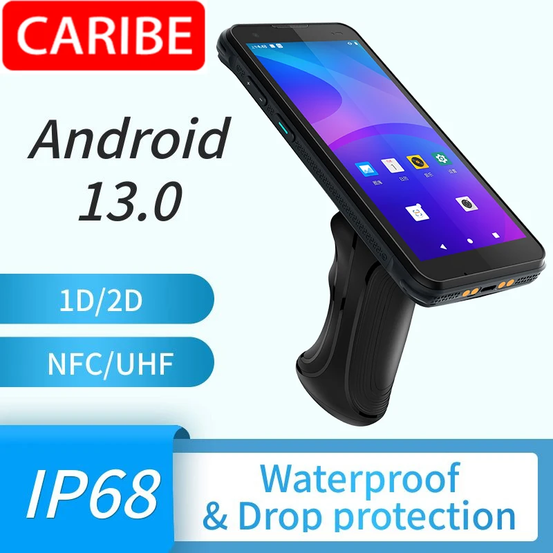 Imagem -03 - Caribe-handheld Barcode Scanner para Supermercado Android Pda Pl60l 1d 2d Armazém Robusto