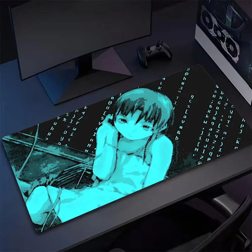 Serial Experiments Lain Anime Mouse Pad Tapetes de Mesa Teclado, Borracha Kawai, Tapete de Mesa Antiderrapante, XXL90x40cm