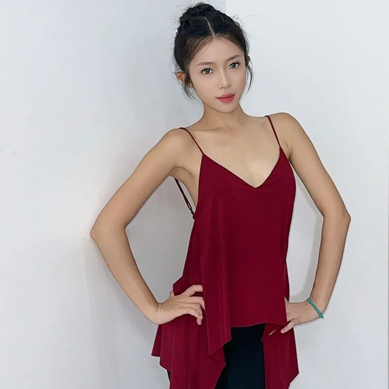 

Adult Ladies Strapless Flowing One-piece Latin Dance Top Modern International Standard Dance Practice Performance Outfit zym