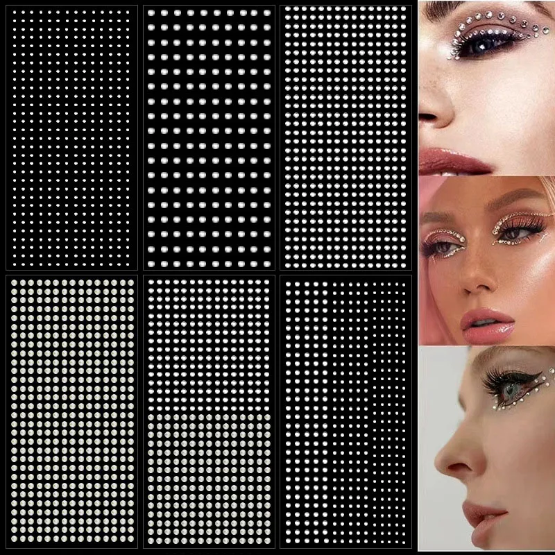 

Mix 2mm/3/mm4mm Hair Pearls Stick on Self Adhesive Pearls Stickers Face Pearls Stickers for Hair Face Makeup Nail DIY Crafts