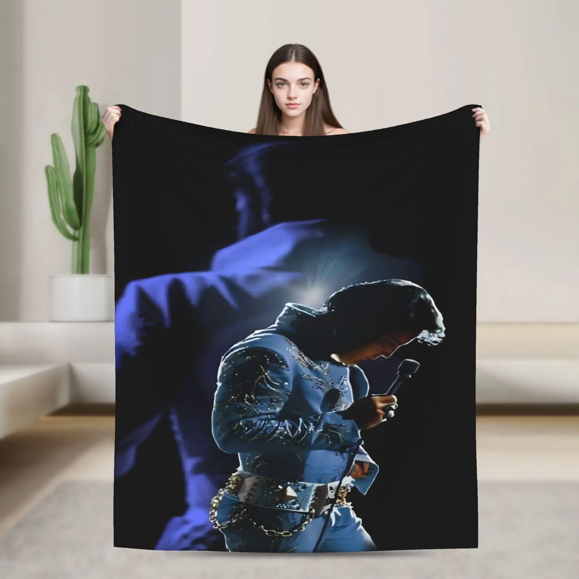 Retro The King E-Elvis Presley Blanket Quality Super Soft  Throw Blanket Autumn Travel Office Bedroom Aesthetic Bedspread
