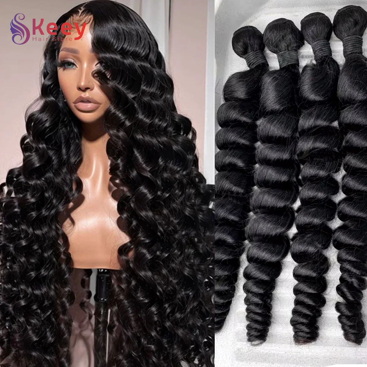 Fasci di onde profonde sciolte da 32 pollici 16A capelli umani Remy brasiliani estensioni dei capelli umani al 100% colore nero naturale fasci 1/3/4 pezzi