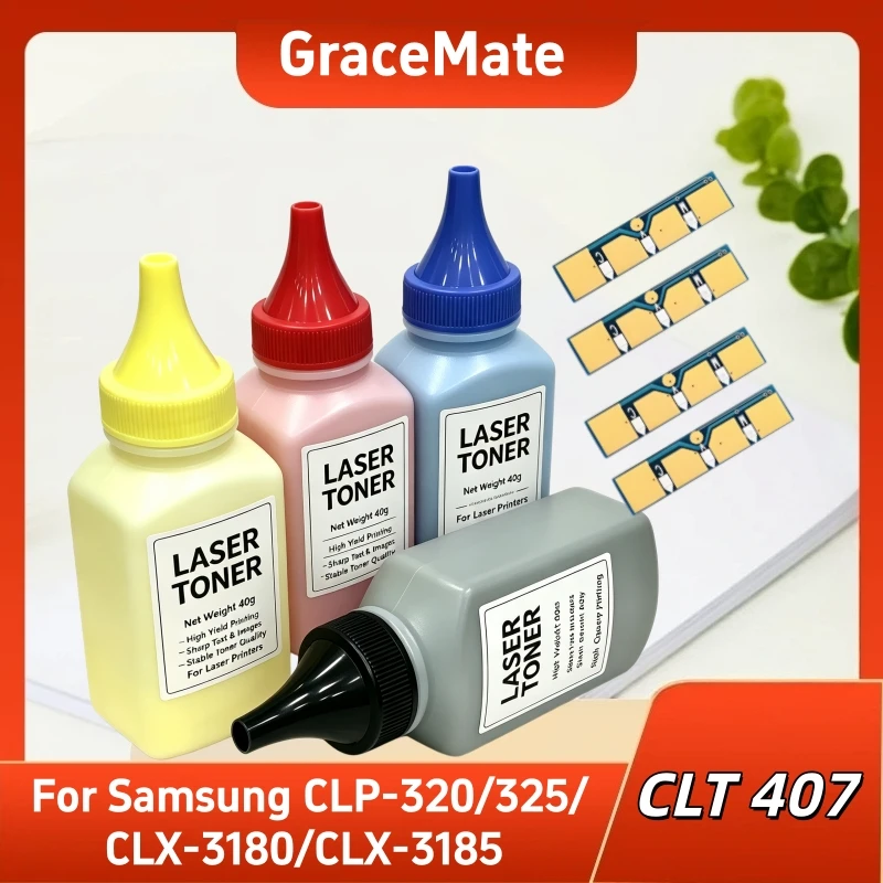 CLT-407 toner Chip powder For Samsung CLP-320/325/CLX-3180/CLX-3185 Toner Cartridge CLT-K407S CLT-C407S CLT-M407S CLT-Y407S