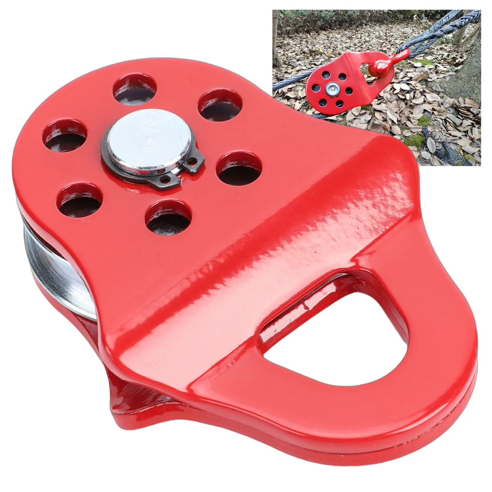 Winch Pulley 3 Ton Heavy Duty Recovery Winch Snatch Block 6613.87lbs Capacity Towing Pulley Block for Truck Tractor ATV UTV Red