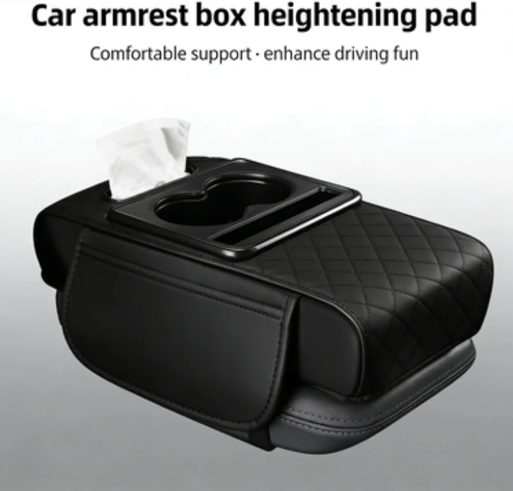 

Car Armrest Box Storage Bag Universal Non-Slip Bottom Multi-Function Cup Phone Holder Organizer for Long Distance Travel
