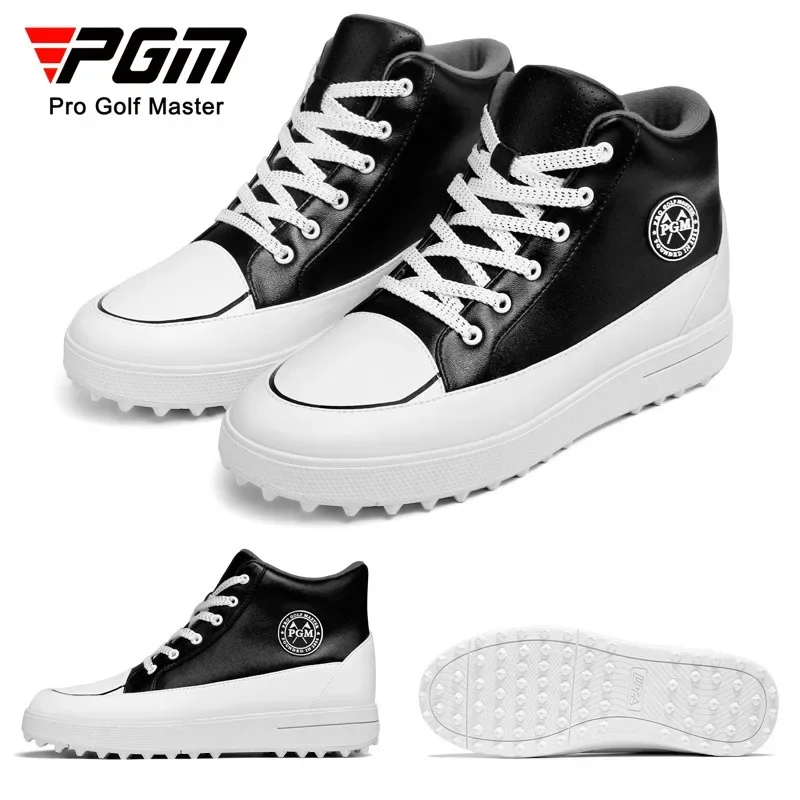 PGM Women Height Increasing Golf Shoes Lady Waterproof Anti-skid Spike Sneakers Women Lace-up High Top Shoes Wedge Golf Trainers view 5