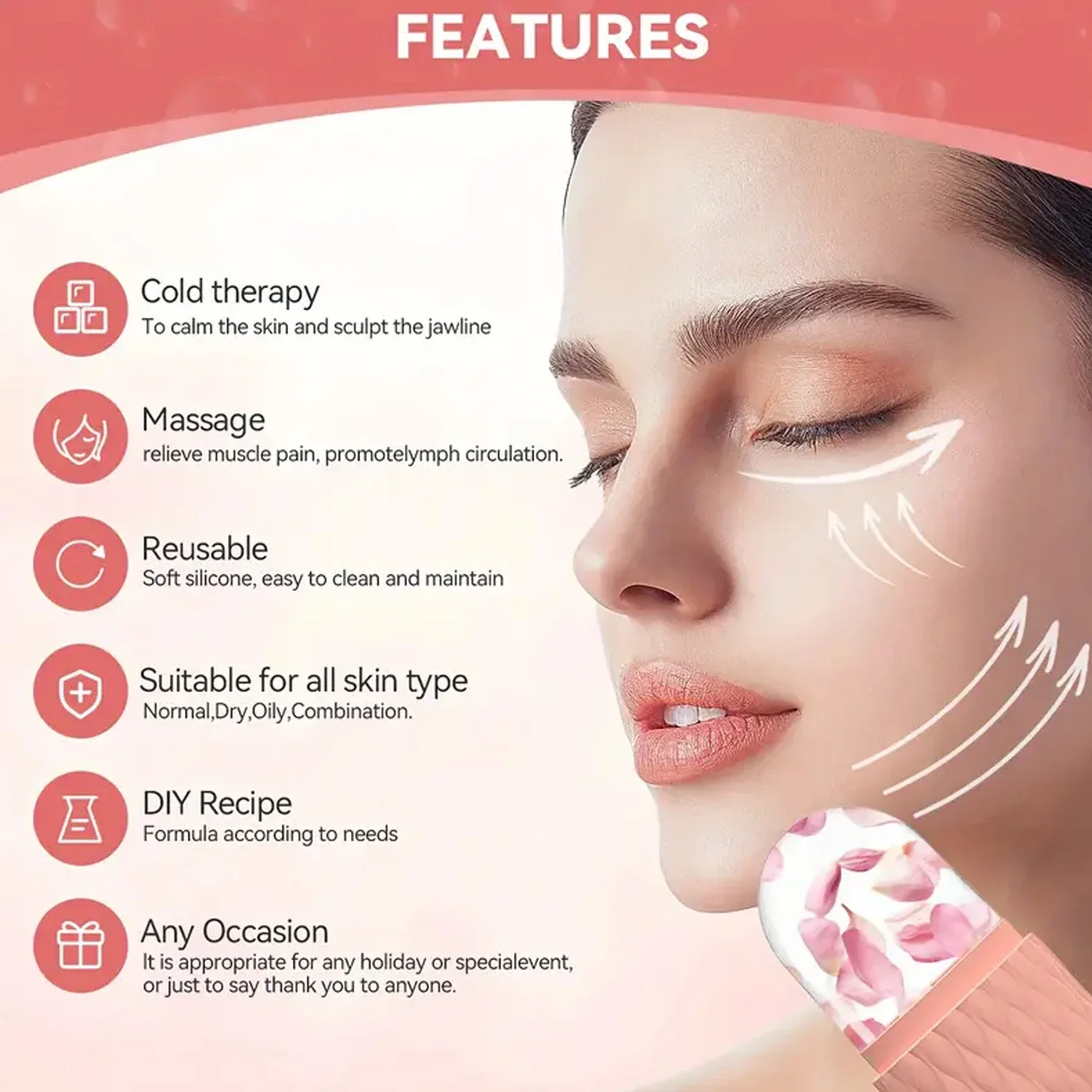 Rouleau à glace pour le visage et les yeux, outils de soins de la peau, support de glace, Cube Gua Sha, Massage du visage, moule à glace pour le raffermissement de la peau du visage