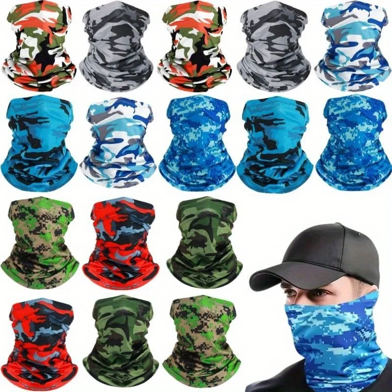 16 Pieces Summer Neck Sun Protection Scarf, Hiking Multifunctional Headscarf, Outdoor High Elastic Ice Silk Cycling Face Mask,