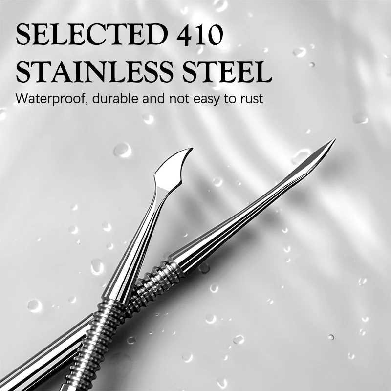 両頭ネイルブラシ エクステンション接着剤除去スティック ジェル除去スパチュラ ステンレス鋼 ネイルポリッシュ浸漬除去ツール