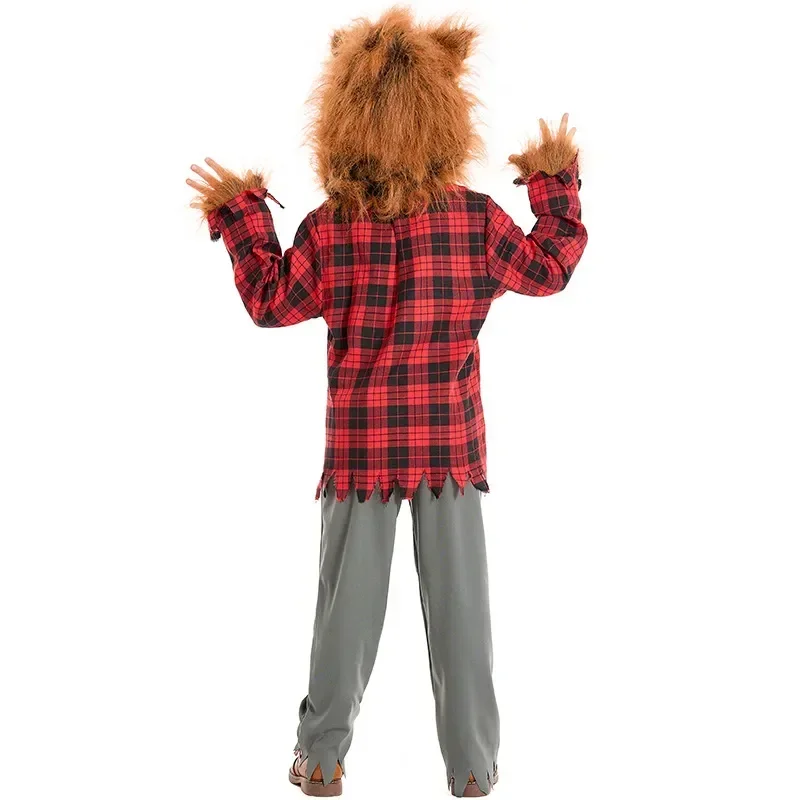 Halloween Costume for Kids Werewolf Animal Costume Little Red Riding Big Grey Wolf Cosplay Kids Hungry Fierce Wolfman Costume