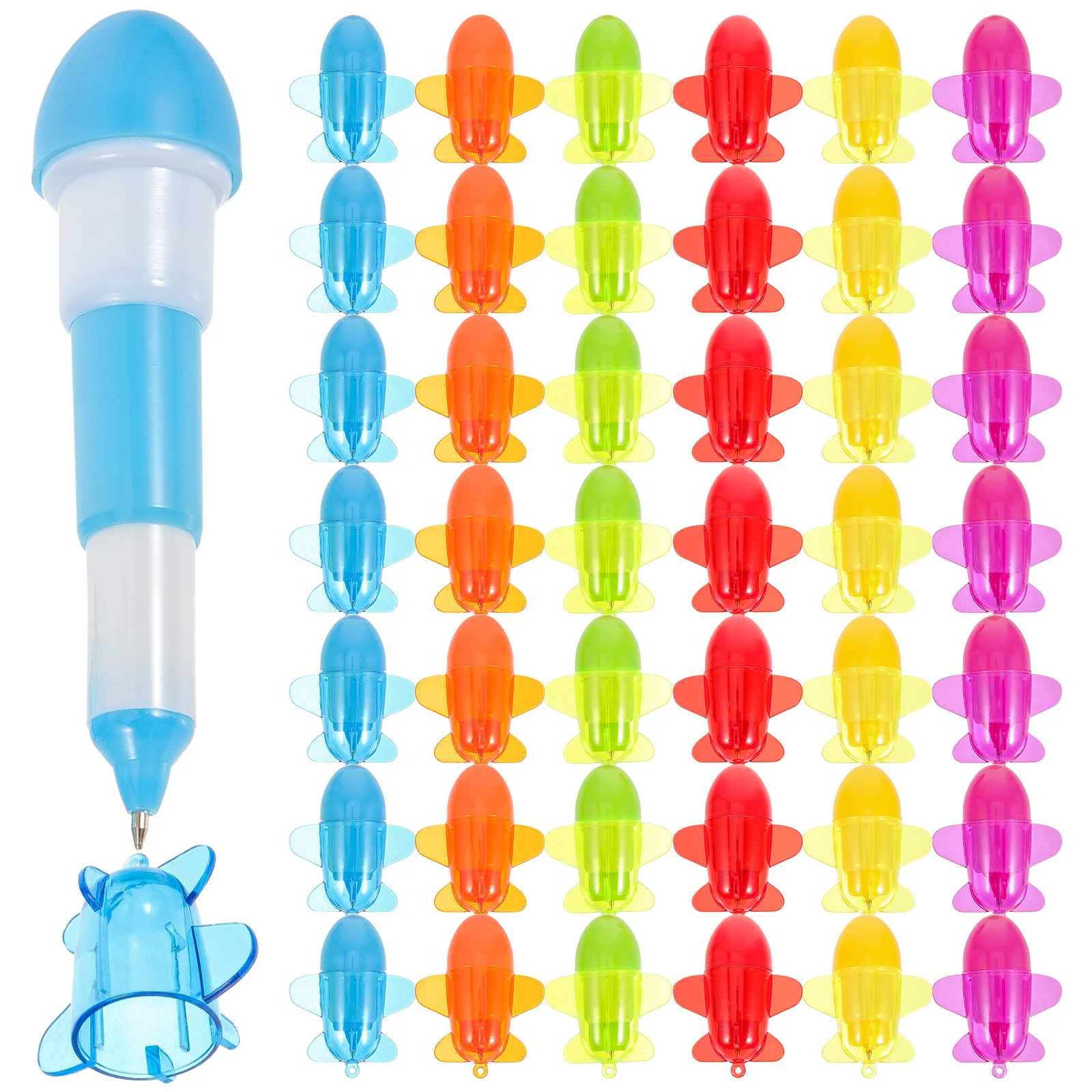 

60pcs Cartoon Plane Pens Portable Fun Ballpoint Pen For Kids Students School Writing Coloring Crafting Supply Gift