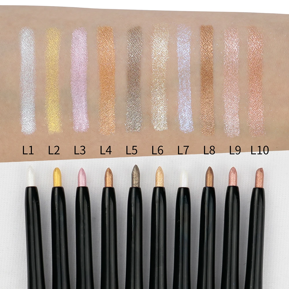 10colors Eyeshadow Pencil Custom Logo Pearlescent Bulk Private Label Waterproof Shimmer Brighten Natural Makeup Cruelty Free