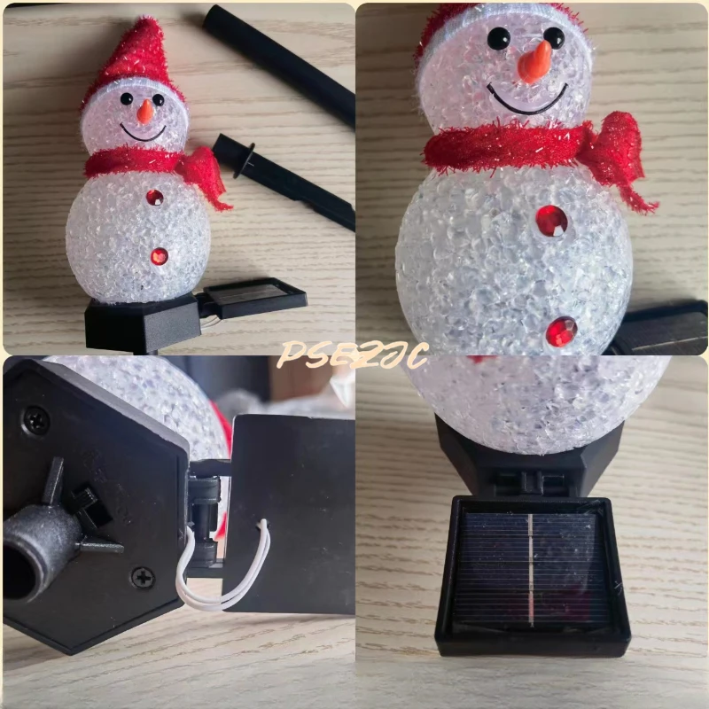 Decoração de Natal Solar Powered Ground Snow Man, Pátio ao ar livre e cena do jardim, Luzes coloridas impermeáveis