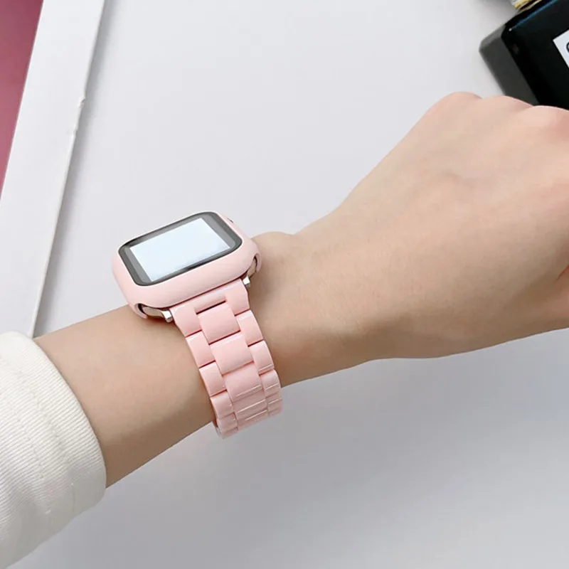 Watch strap+Case+glass For apple watch band 44mm 40mm 38/42mm Candy bracelet iwatch ultra2 49mm serie 9 8 7 6 5 4 3 Se 41mm/45mm