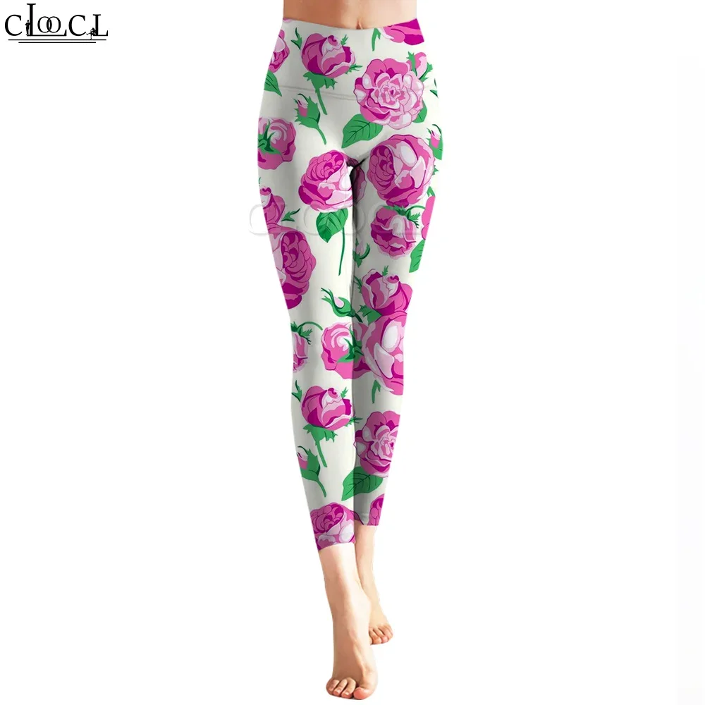 CLOOCL Trendy Women Legging Watercolor Pink Rose  Pattern 3D Printed Trousers High Waist Stretch Sports Legging Yoga Pants