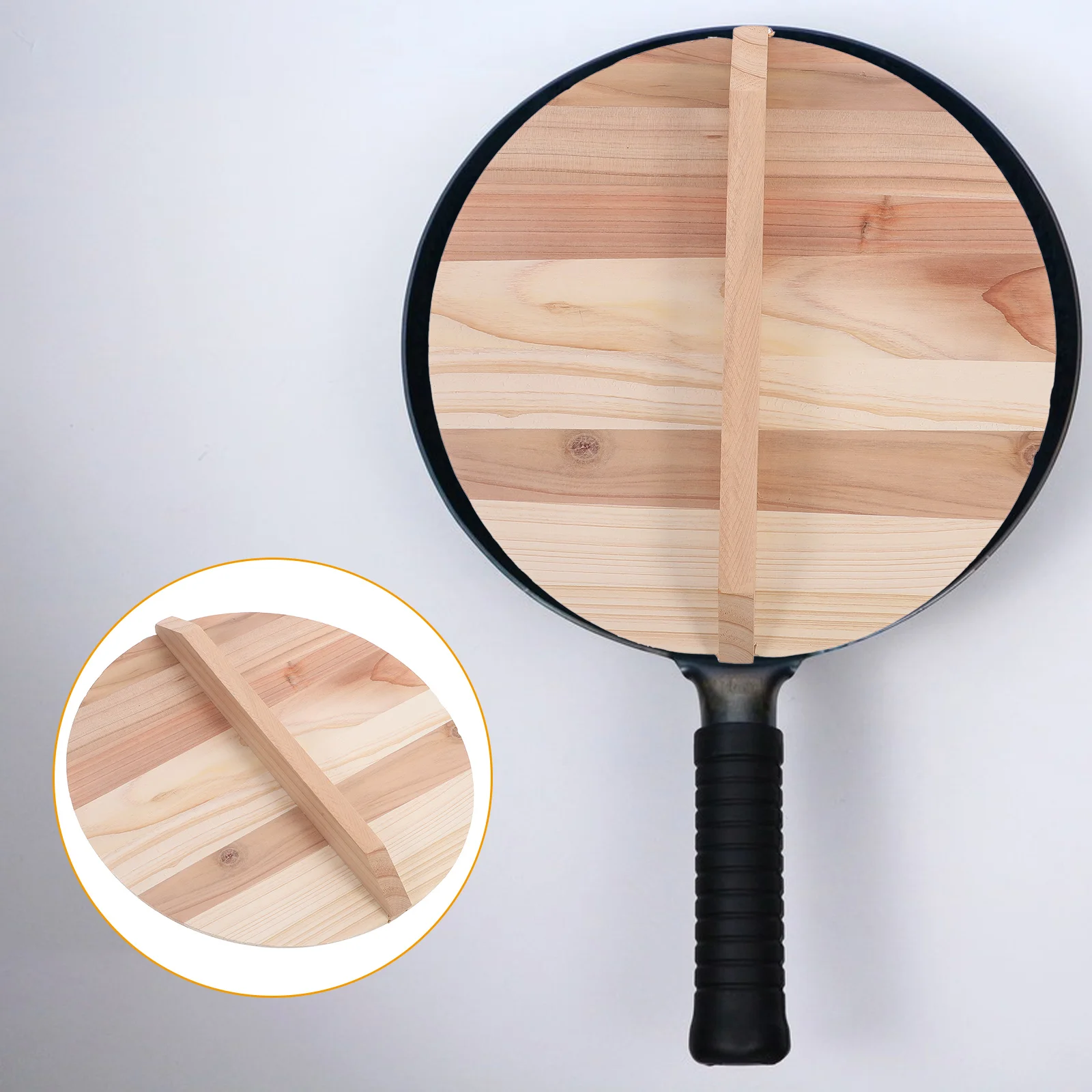 

Anti-Overflow Wooden Handcrafted Wood Pot Lid Skillet Frying Pan Round Protective Cover Lightweight Retaining Steam