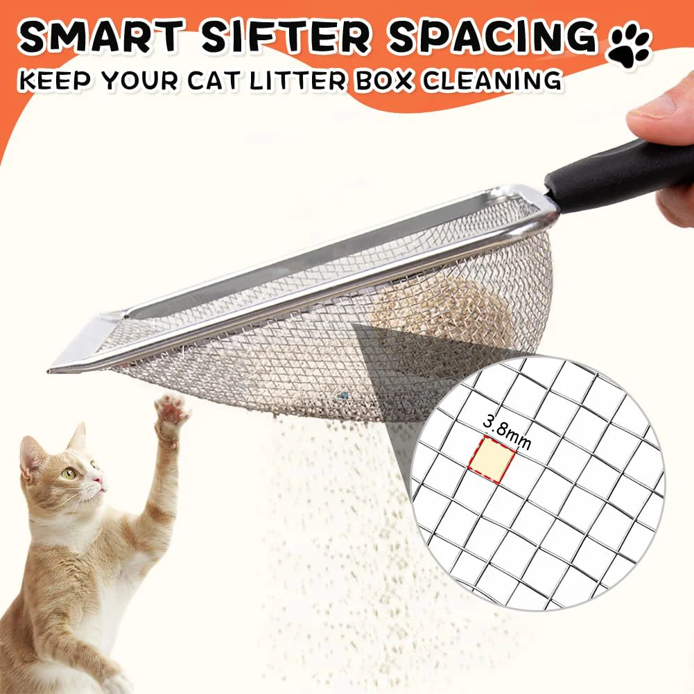 Stainless Steel Cat Litter Shovel Rutin Chicken Shovel Climbing Pet Litter Shovel 3.8mm Fine Hole Pet Shovel Pet Supplies