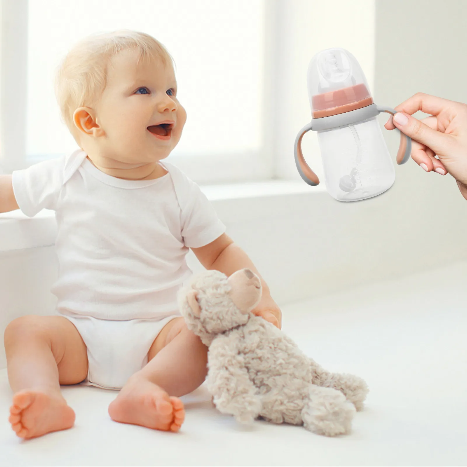 

180Ml Leak-Proof Baby Sippy Cup with Easy-Grip Handles Wide Mouth Heat-Resistant PP Toddler Milk Bottle for Oral Stage Comfort