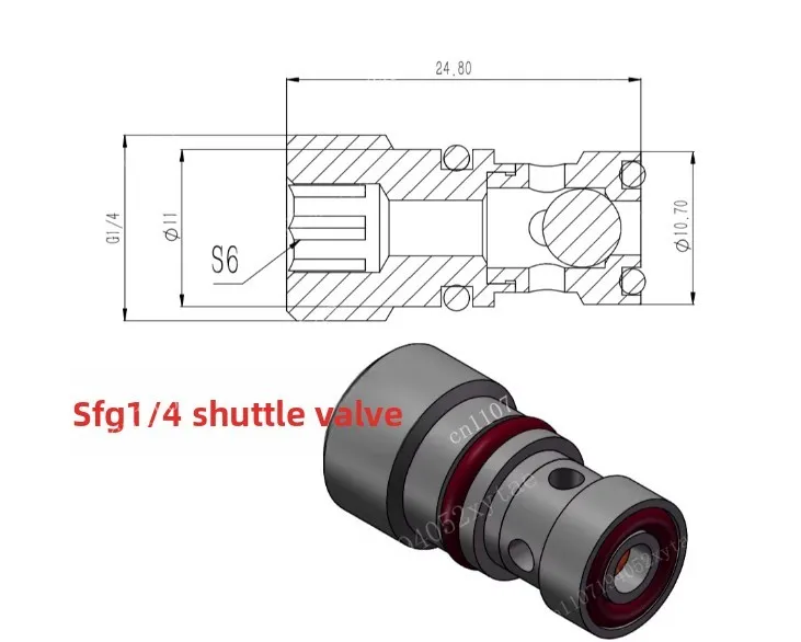 2PCS  G1/4 shuttle valve threaded cartridge shuttle directional valve zero leakage