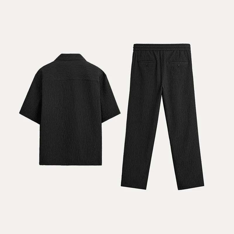 

Z Spring New Men's Faion Set ort Sve irt with Bule Decoration Casual Pants Four Seasons Leisure Clothing