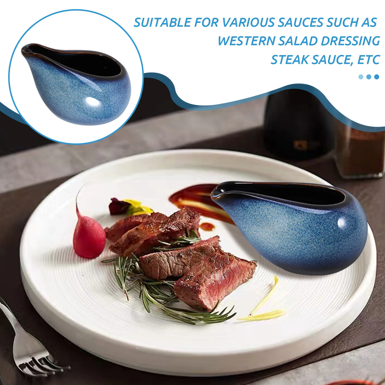 

Ceramic Sauce Pitcher 100ml Beautiful Design Gravy Boat for Serving Hot Syrup Butter Salad Dressings Coffee Bar Supplies