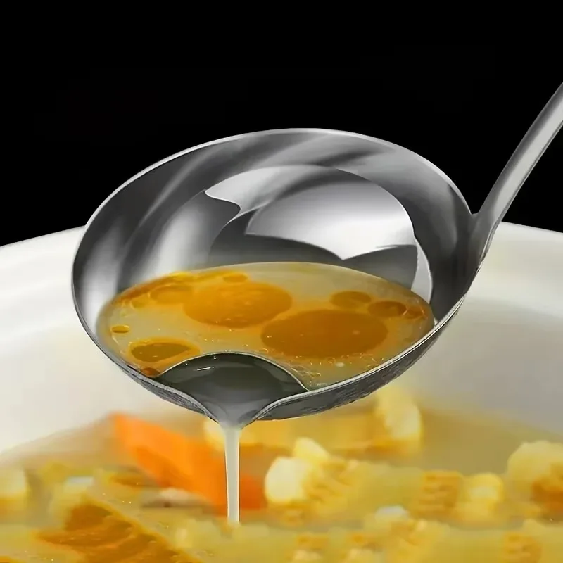 1PC Separatory Spoon, Stainless Steel Oil Separator Spoon, Meat Juice Food Fat Separator Spoon, Soup Pot, Kitchen Supplies