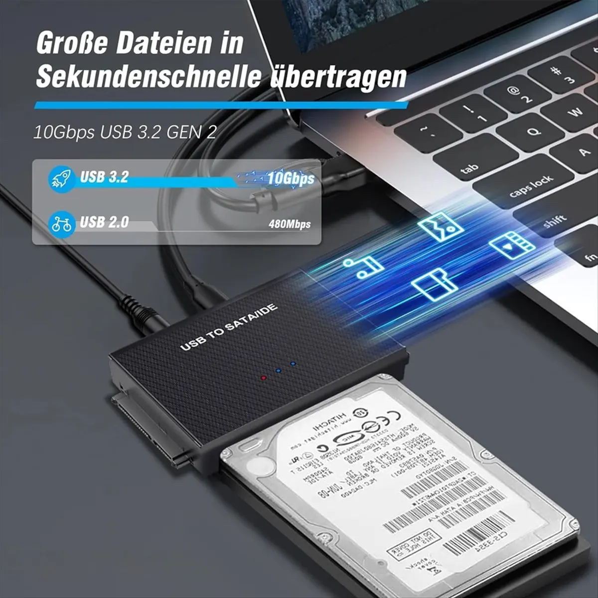 

Адаптер USB 3.2 и адаптер IDE, USB-адаптер жесткого диска для 2,5-дюймового и 3,5-дюймового жесткого диска и IDE HDD, вилка европейского стандарта