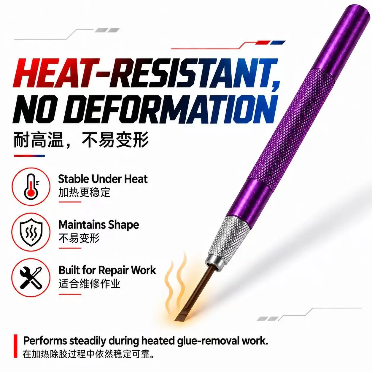 CK-1 CPU Specific Glue Removal Blade Precision Beveled Tool Heat resistant non-deformable Built for CPU Black Glue Cleaning