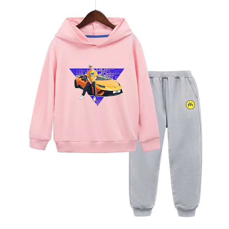 Autumn Merch A4 Gelik Lamba Child Hoodies Pants Suit Girl Boy Hooded Sweatshirts Quality Kids Baby Casual Clothing two-piece top
