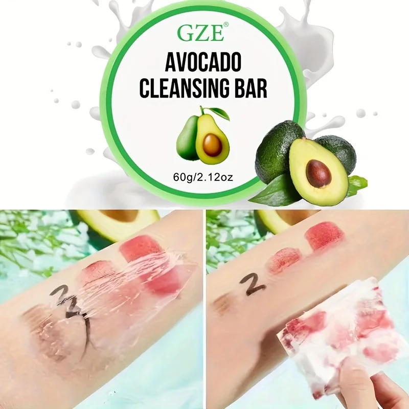 GZE Soft And Gentle Avocado Cleansing Balm Soap With Refreshing Scent - Moisturizing Makeup Remover And Cleansing Bar PH Balance