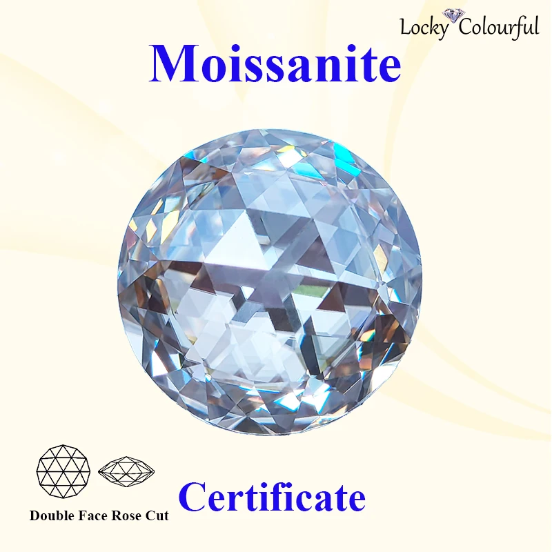 

Moissanite Round Shape Double Faced Rose Cut Champagne Color Charm Beads for DIY Jewelry Making Materials with GRA Certificate