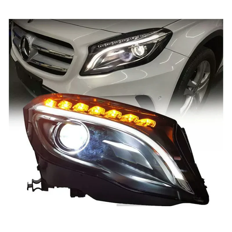 

GLA фары для Benz Upgrade X156 2015-2019 GLA200 GLA180 светодиодные фары DRL Hid биксеноновые фары автоаксессуары модифицированные