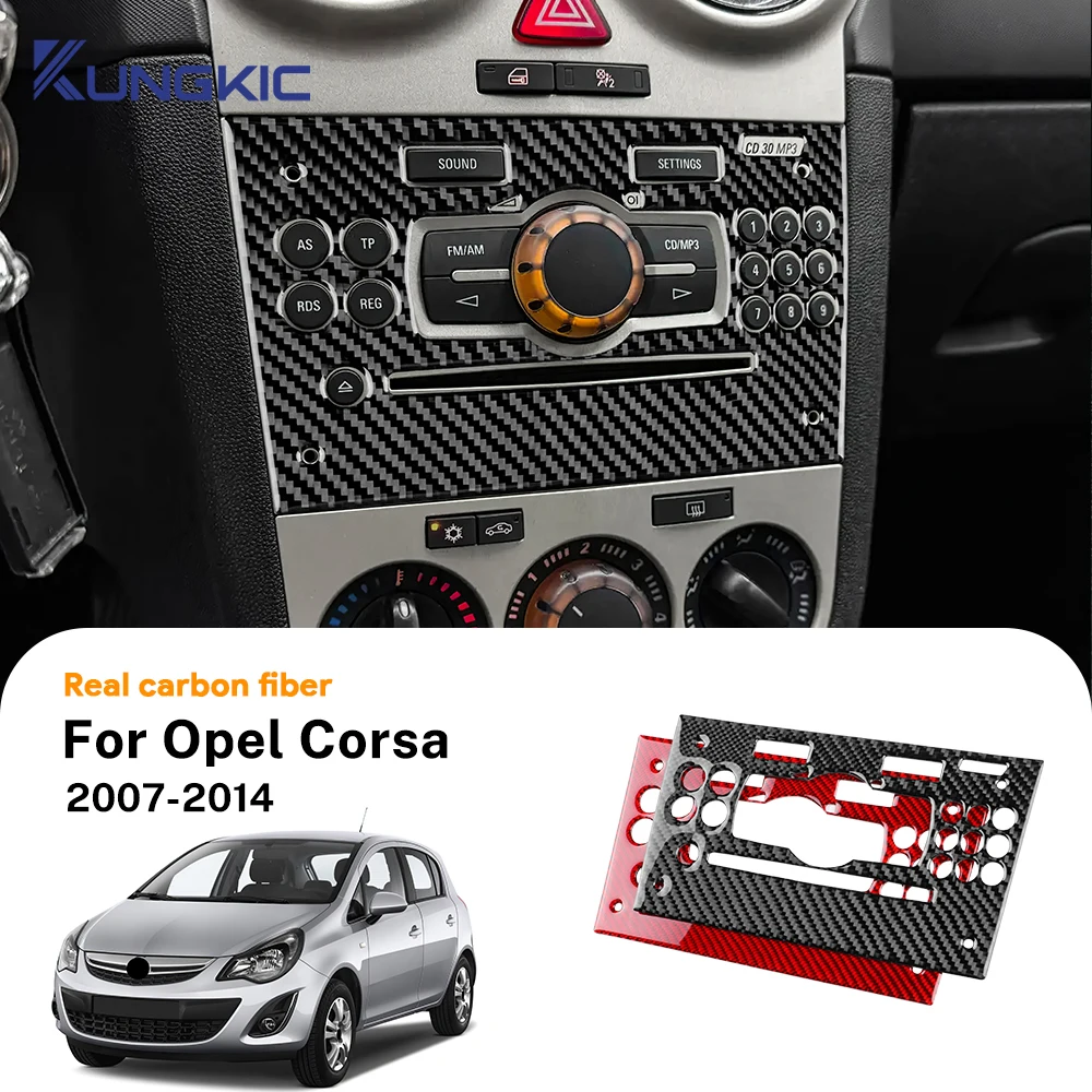 LHD Car Central Control CD Button Panel For Opel Corsa 2007 2008 2009 2010 2011 2012 2013 2014 Real Soft Carbon Fiber Sticker