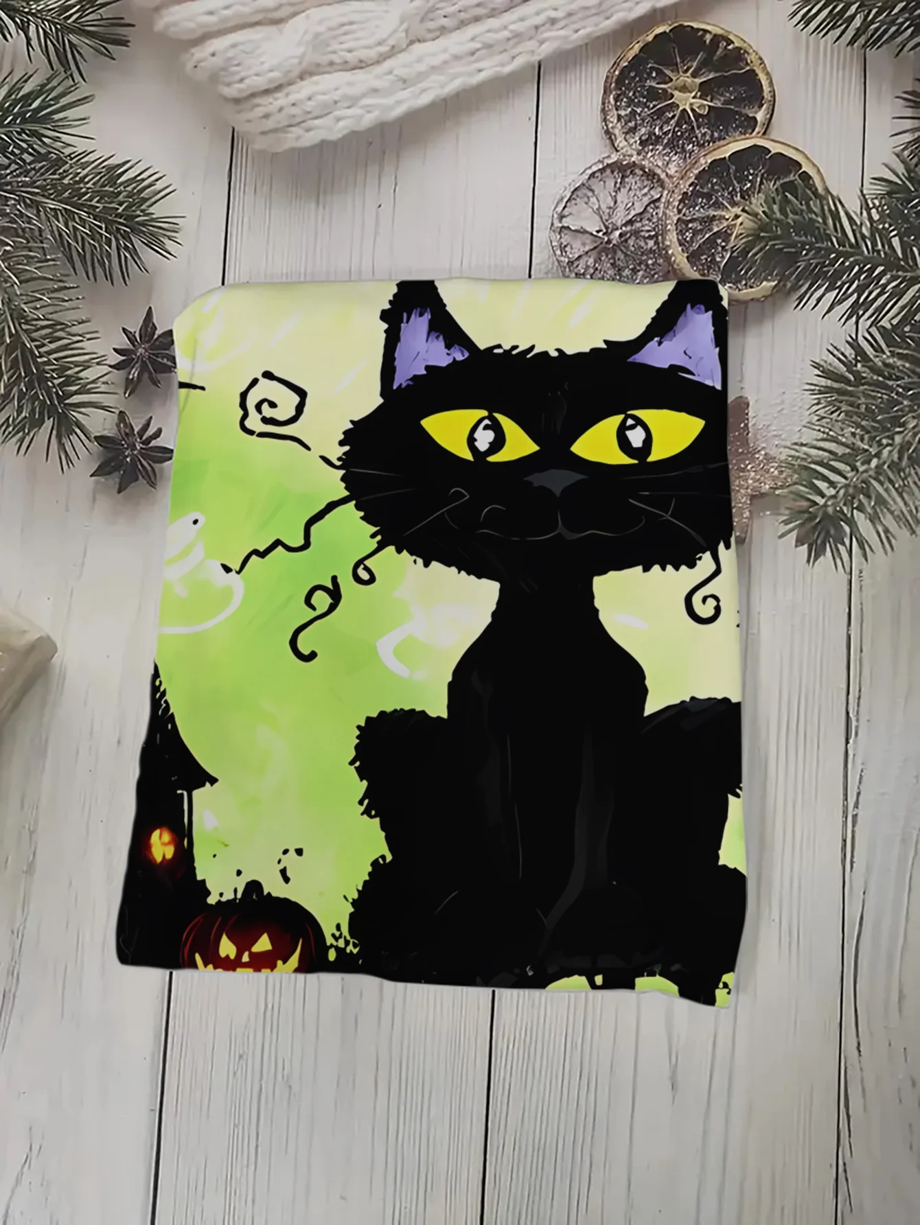 Women Long Sleeve Top Halloween Black Cat Bat Pumpkin Print Crew Neck Autumn Festival Gift Casual Daily Wear Women's Clothes view 3