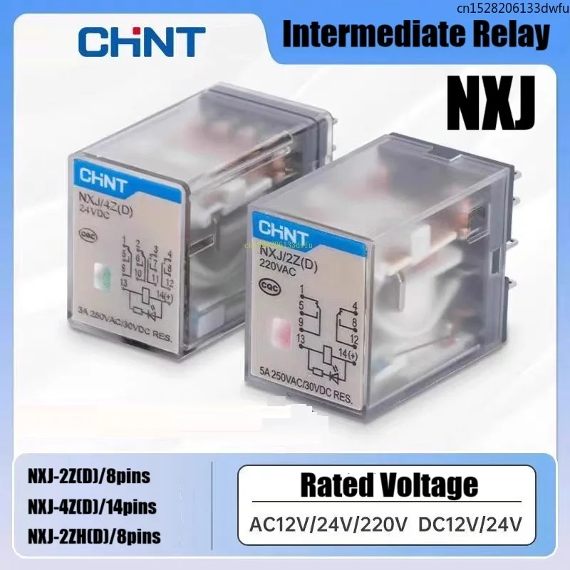 CHINT Intermediate Relay NXJ/2Z(D)  NXJ/4Z(D) NXJ/2ZH(D) AC DC 380V 220V 110V 48V 36V 24V 12V MY2NJ MY4NJ LY2NJ Cable Sleeves