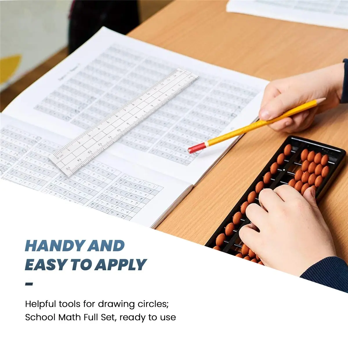 HITL Geometry Compass Set 10Pcs School Maths Protractor Set Rulers for Student Maths and Engineering in Carry Case, Blue