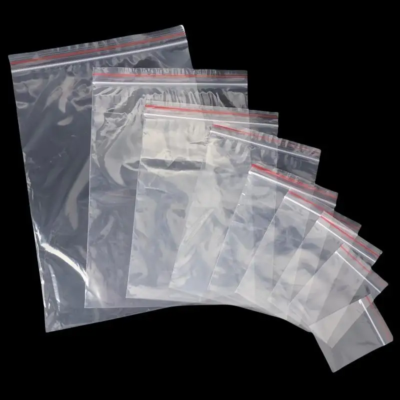 100 Stück selbstverschließbare, transparente, wiederverschließbare Plastiktüten mit Reißverschluss, transparente Beutel für Schmuck, Lebensmittel, Pillen, Reiseorganisation – Detail 3