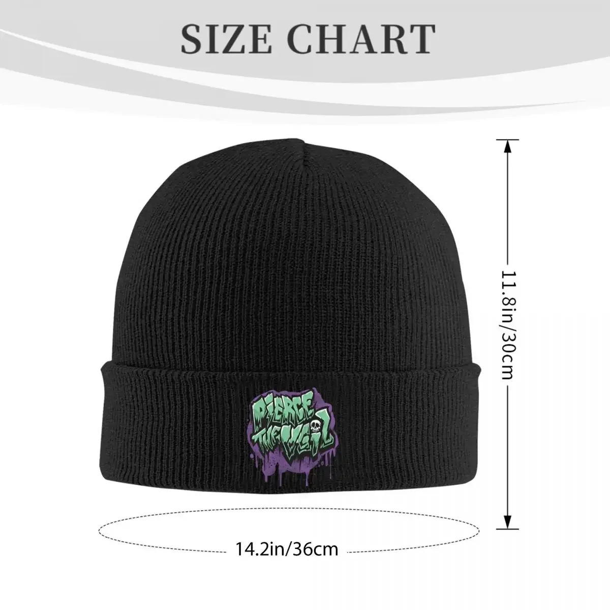 Vintage Pierce The Skull Knit Hat Beanie Winter Hat Warm Unisex Hip-hop Pop Punk Band Music Cap Men Women