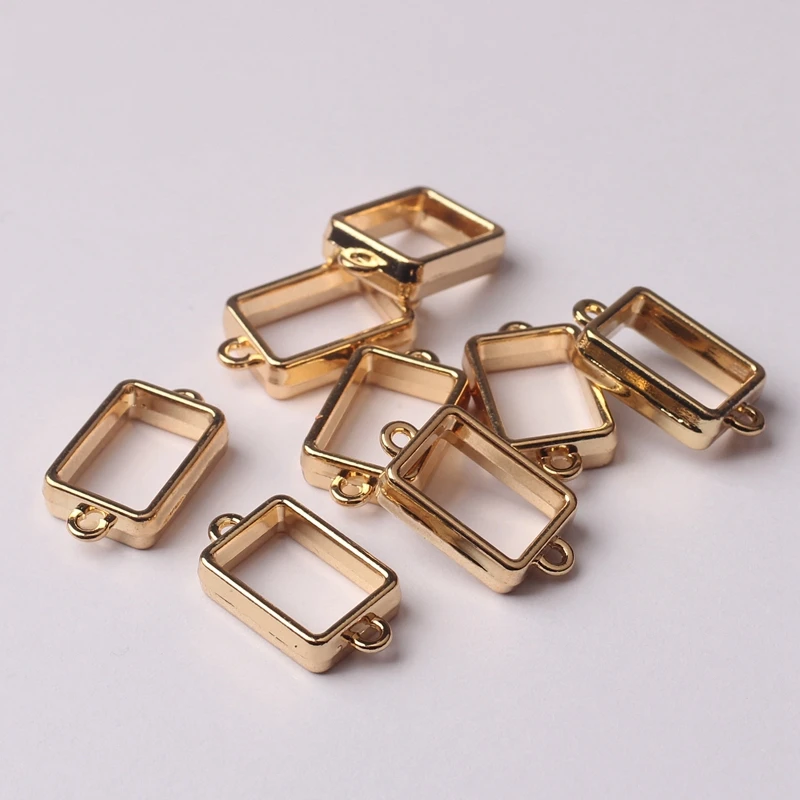 Fashion Jewelry Making Accessories Zinc Alloy  Geometric Rectangle Charms Connector 10pcs/lot 10*19MM For DIY UV Charms