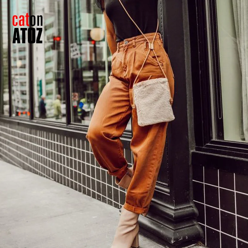 catonATOZ 2248 Y2K Khaki Women\'s Cargo Pants High Waist Loose Trousers Female Casual Streetwear baggy Jeans