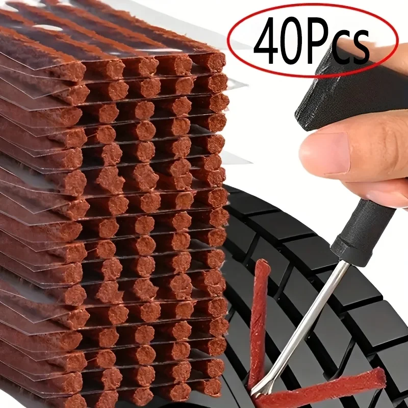 40Pcs Car Tire Repair Kit, Motorcycle Emergency Puncture Repair Strips Set, Garage Auto Accessories