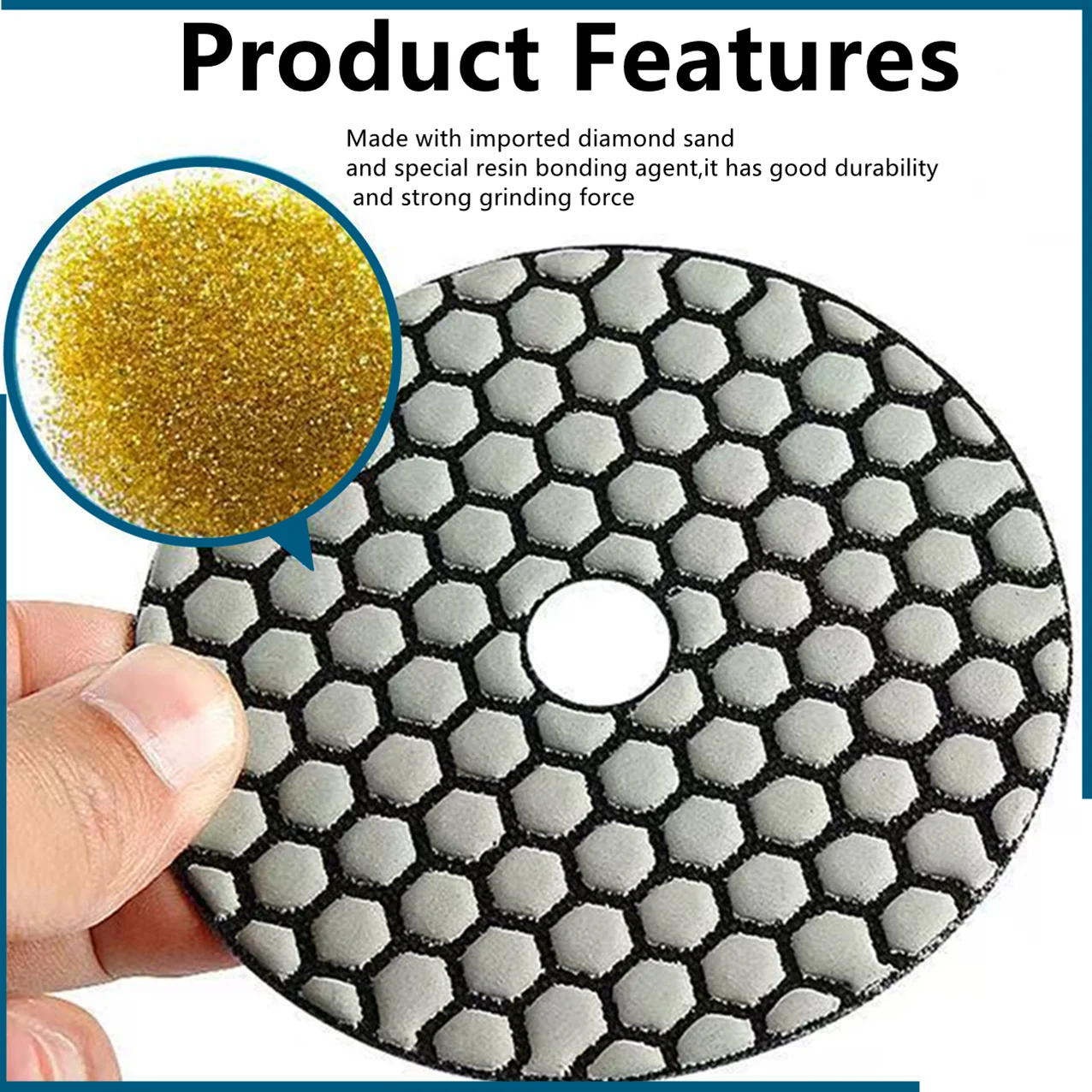 1 Stück-6 Stück 80 mm Diamant-Polierpads 50–1500 # Trockenpolierpads zum Schleifen von Granit, Marmor, Porzellan, Fliesen, Schleifplatte – Detail 5