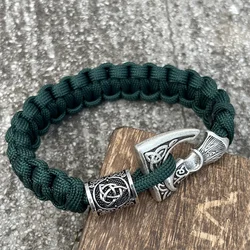 Slavic Perun Axe Trinity Symbol Viking Runes Diy Beads Handmade Braided Paracord Bracelet For Women Men Accessories