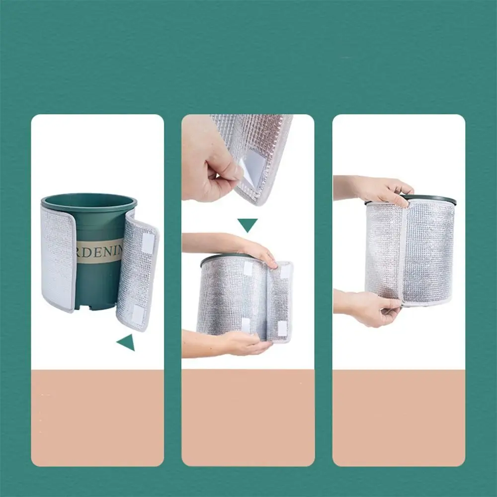 5pcs Thickened Flower Pot Insulation Cover Aluminum Foil Film Self-adhesive Plant Sunscreen Cover Double-sided Flower Pot Holder